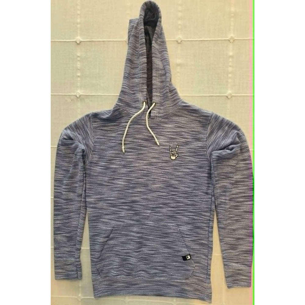 Dikotomy Premium Basics Blue Space Dye Skeleton Hand Rock On Hoodie Small